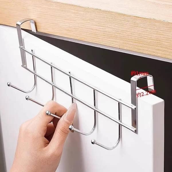 5-Hook Stainless Steel Kitchen Cabinet Door Organizer - Easy to Install and Modern Design for Contemporary Spaces