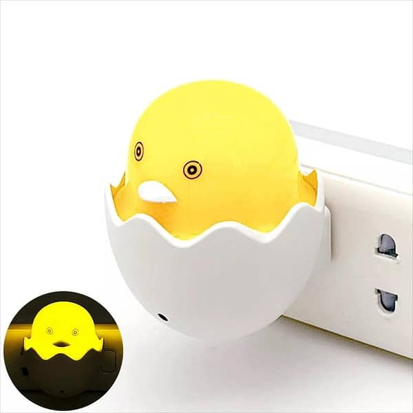 Duck Chick Bulb Sensor Night Lamp - LED Plug Light for Home and Kids Gifts in Yellow