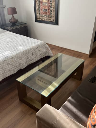 Original Kalamkaar glass coffee table
