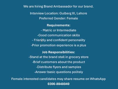 Brand Ambassador (Female)