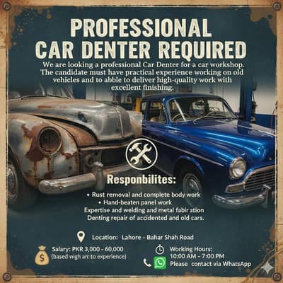 Experienced Car Denter Required for Workshop (Job Available)
