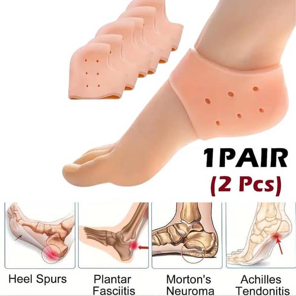 1 Pair(2pcs) Heel Protectors, Suitable for Cracked and Spiked Feet & - Gel Foot Pads Breathable Bone Spur Pads, Fracture Heel Protectors