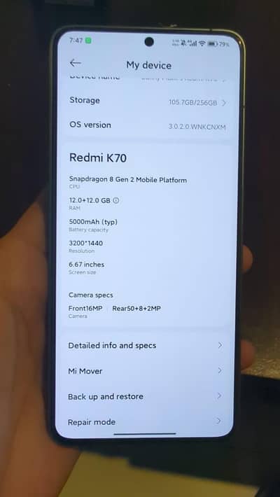 mi k70 12gb257gb 10/10 All ok snapdragon 8gen2 best  gaming PUBG 120fp