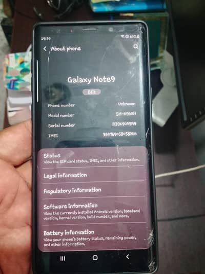 Samsung Galaxy Note 9 non pta 8 128 gb only crack Tora exchange