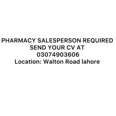 Pharmacy salesperson Required