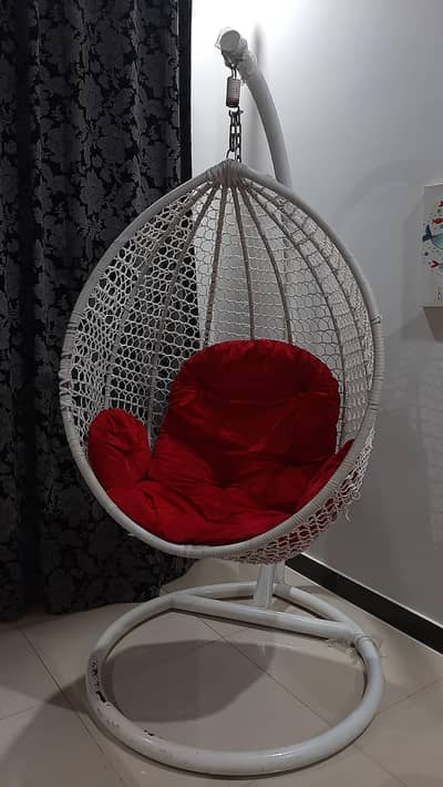 red and white house swing