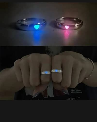 Minimal Glow Couple Rings – Silver Finish Matching Bands