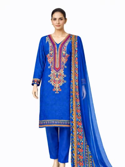 Beautiful Blue 3 Piece Lawn Suit – Brand New (Same as Picture)