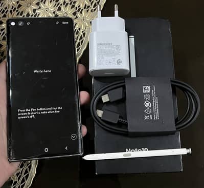 Samsung note 10 256gb pta with box charger