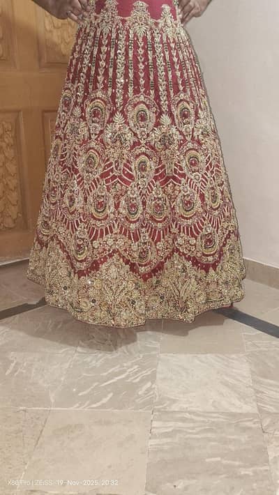 Bridal Lehenga For Sale in Lahore - Deep Red Organza Bridal Dress