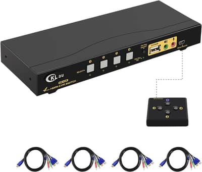 CKL HDMI KVM Switch 4 Port USB KVM Switch HDMI with Audio and Microph