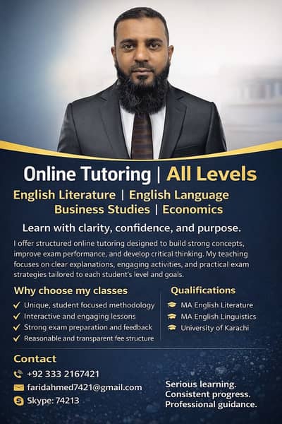 Online Tutoring for English - Business - Economics & IELTS