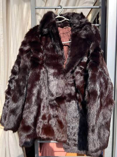 dark brown fur jacket, likely made of mink