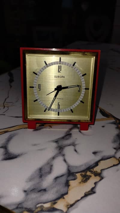 Vintage Europa Brass Desk Clock – Made in Germany