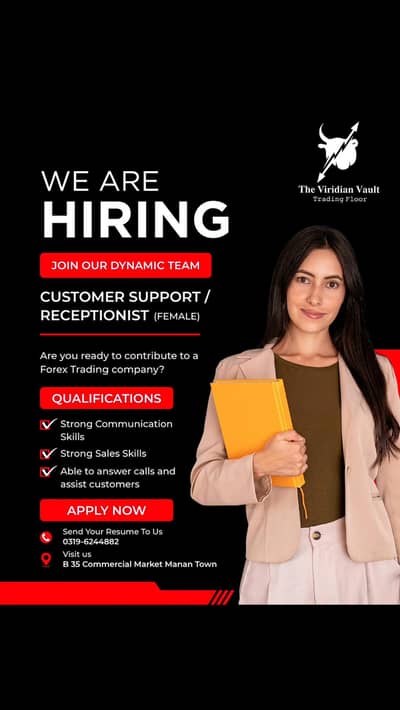 Female Receptionist required