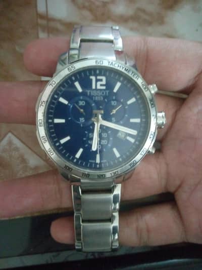 Tissot Quickster Chronograph Blue Dial Silver Strap Watch for Men