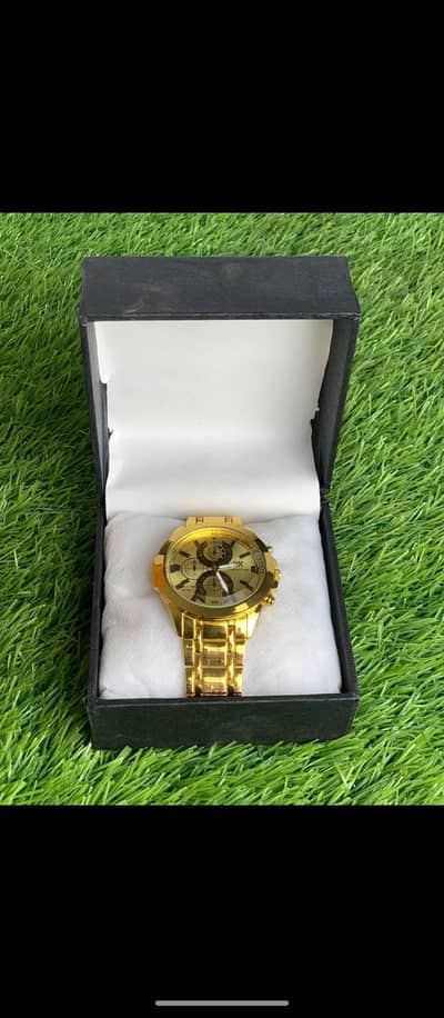 man's quartz stainless steel round watch water resistan analogue timep