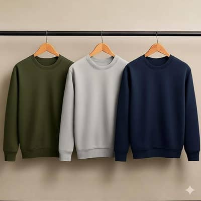 Bundle of 3 Decent Plain Sweatshirts for Men
