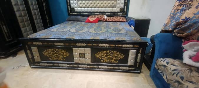 bed iron stand with wardrobe with almari with dressing