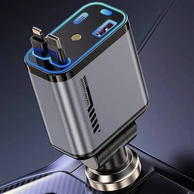 SUPER FAST CAR MOBILE CHARGER WITH BUILTIN CABLES