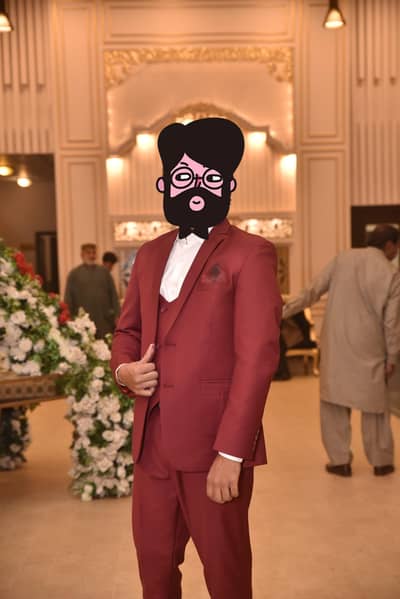 wine colour 3 PC suit 10/10 condition