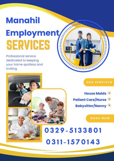 Maids / House Maids / cook / House chef / Baby Sitter maid available