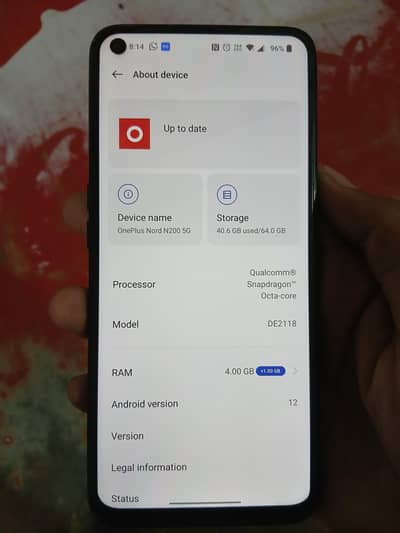 One Plus Nord 200 Ram 4 Rom64