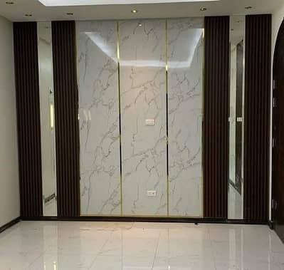 Pvc panel. Pvc wallpaper. Kitchen cabnets. Media wall. wood & pvc floor