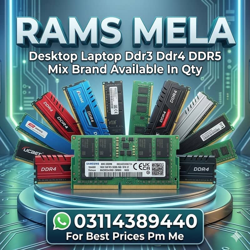 RAMS MELA Desktop Laptop Ddr3 Ddr4 DDR5 Mix Brand Available In Qty ...