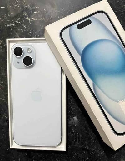 iphone 15 JV 128gb ice blue color with box and cable