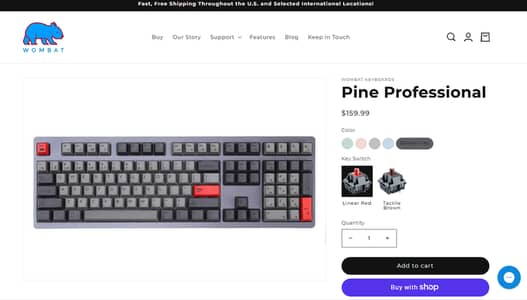 Wombat Pine Pro Professional mechanical wireless keyboard wired bt 5