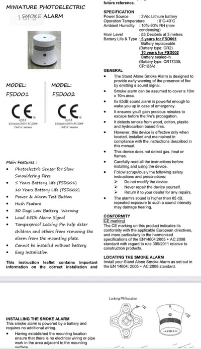 ForLife standalone SMOKE Alaram