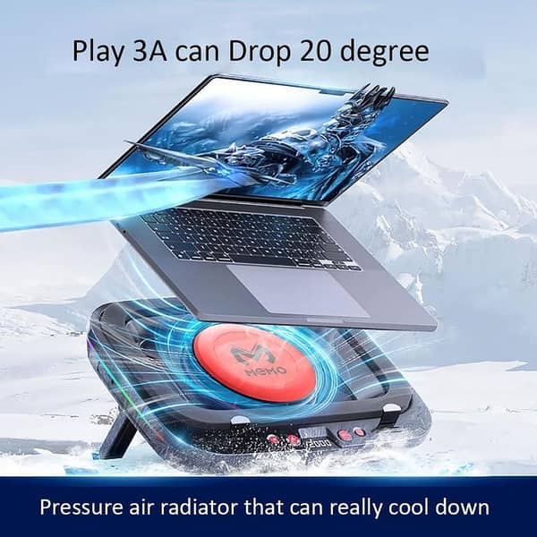 Memo FL08 Laptop Radiator Cooling Fan 2400RPM Turbo Compressed Air Cooler RGB