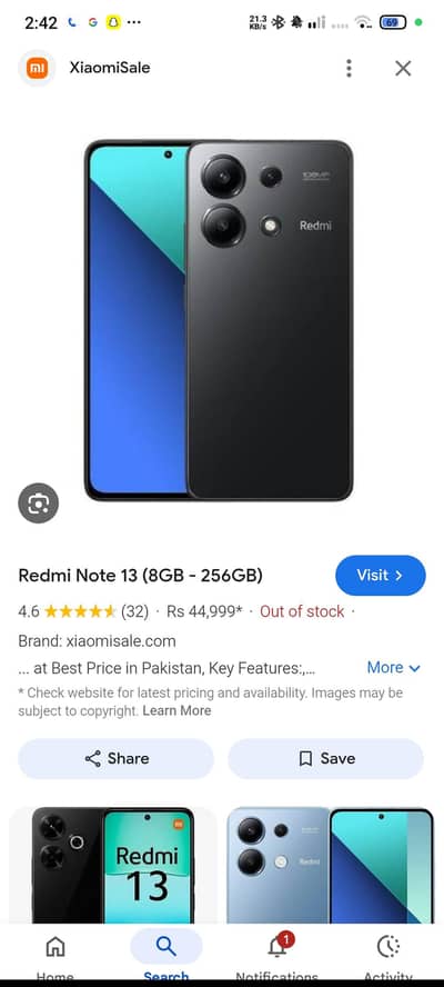 Redmi Note 13 Black 10 by 10 8GB 256