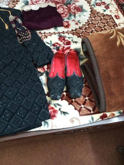 black Walvet sherwani full set