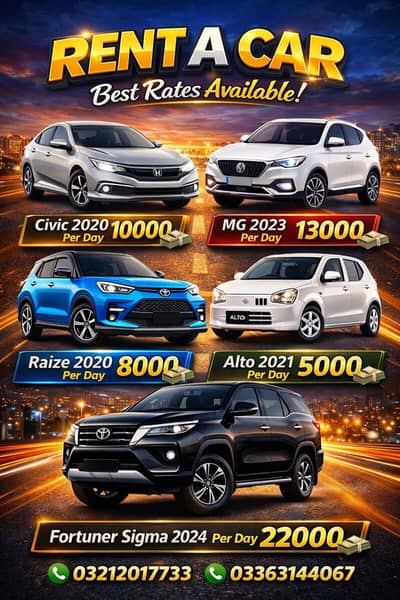 rent a car available for marriage parties Karachi only