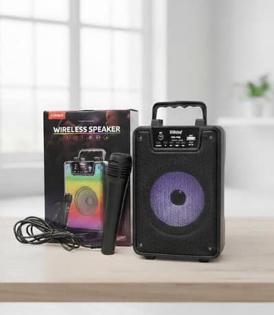  4-Inch Wireless Bluetooth Speaker – LED RGB Lights + Mic