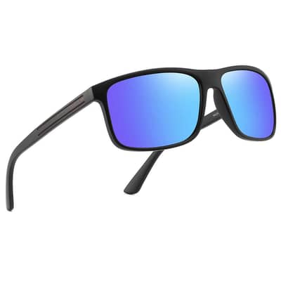 Polarized Sunglasses – Sleek Matte Black Frame with Rainbow mirrors
