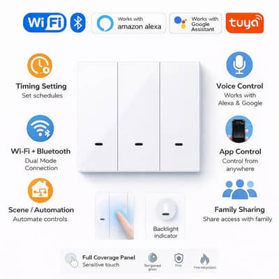 Wifi Luxury Manual New Style Push Button 1/2/3 Gang Smart Switch