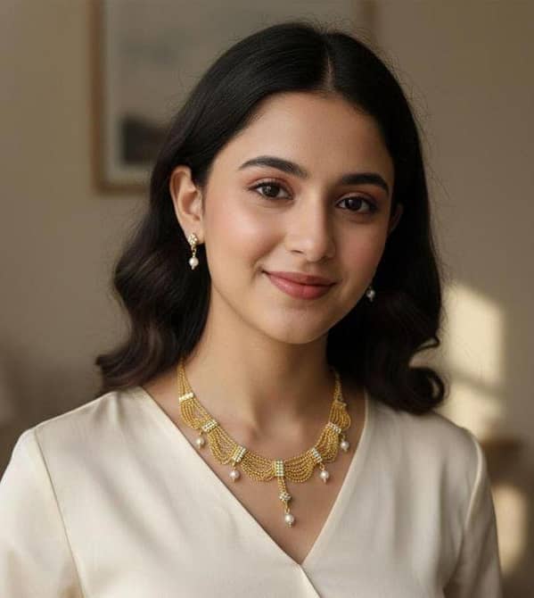 Gold Plated Necklace and Earrings Set – Traditional Bridal Style for Special Gifts