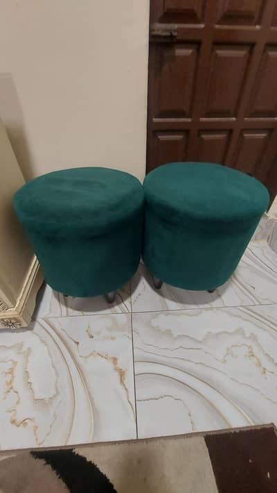 ottoman wooden velvet stools