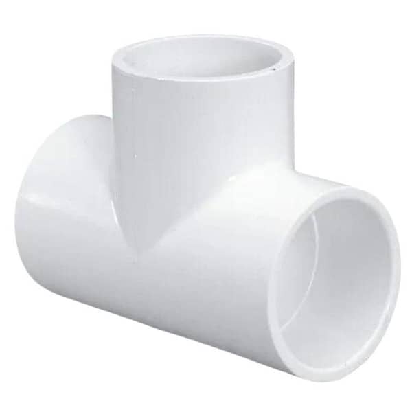 PVC Tee Fittings: Sizes 1/2 Inch, 3/4 Inch, 1 Inch, 1x1/4 Inch, and 1x1/2 Inch - Durable for Plumbing and Fluid Systems