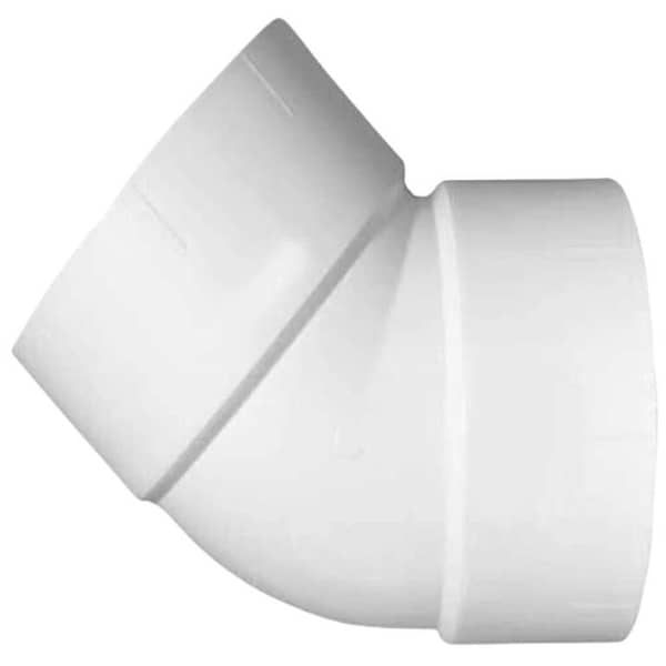 PVC Elbow 45 Degree Sizes: 2 Inch, 3 Inch, 4 Inch, 5 Inch, and 6 Inch