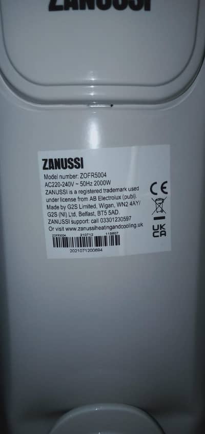 Zanussi Oil Heater Made in UK Branded