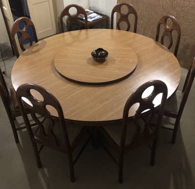 Wooden Dining table with 9 chairs