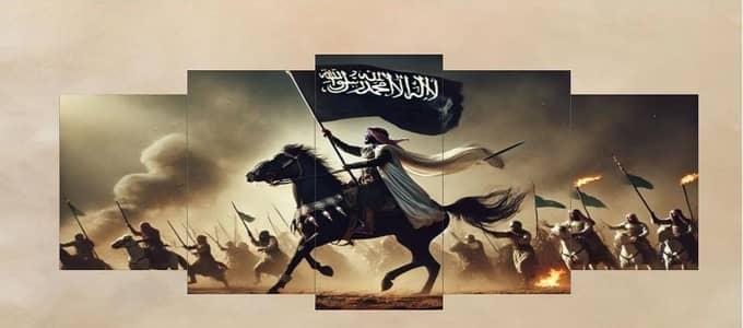 Islamic Warrior Canvas Wall Art – Set of 5 Panels (16x40 inches) |