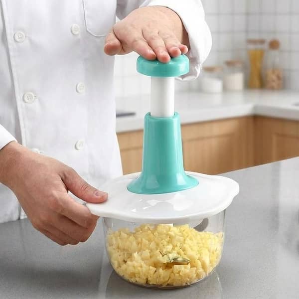 Manual Hand Chopper 2000ML - 9 in 1 Food Processor for Vegetables, Fruits and Meat - Hand Pulled Chopper with 3 Stainless Steel Blades