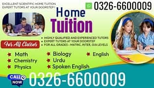 Home Tuition, Physics, Chemistry, Biology, Math, Spoken English, Urdu