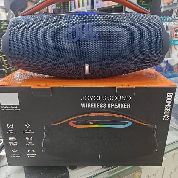 The JBL Boombox 3 Wi-Fi and Bluetooth portable speaker delivers massive JBL Original Pro Sound with 3D Dolby Atmos and up to 24 hours of battery life. Stream high definition music anywhere over Wfii