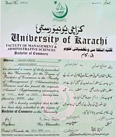 marksheet and certificate